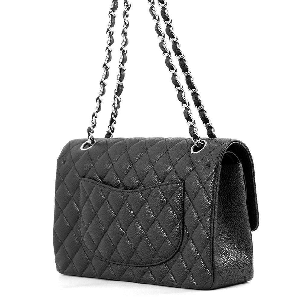 Chanel Chain Shoulder Bag Quilted 25 CC Logo Caviar Leather Double Black — view 2