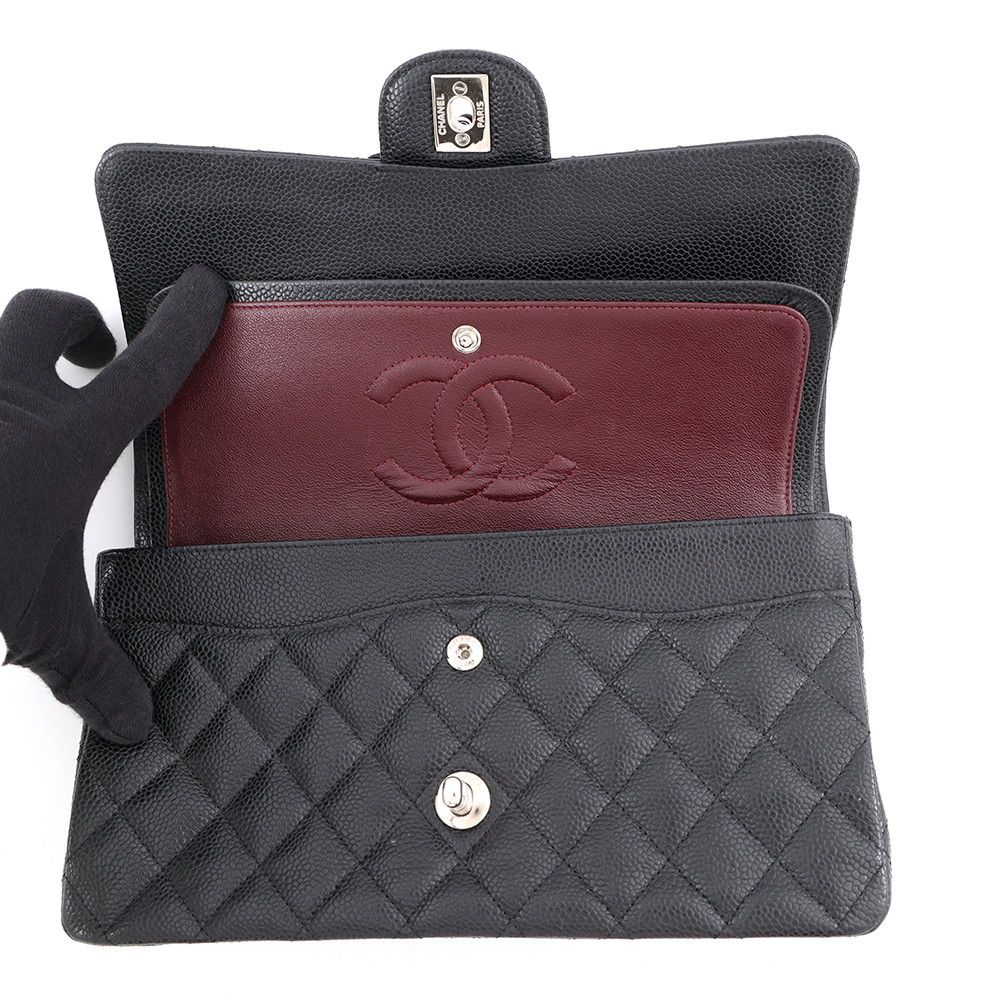 Chanel Chain Shoulder Bag Quilted 25 CC Logo Caviar Leather Double Black — view 6