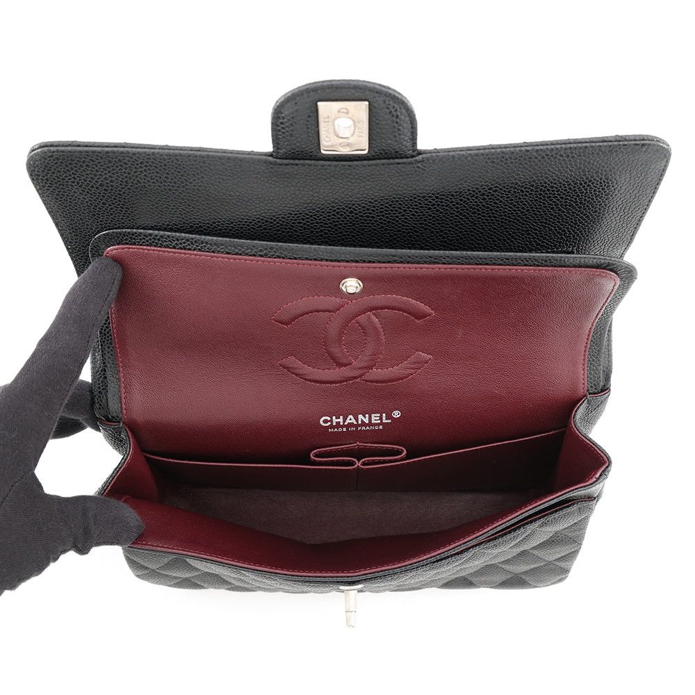 Chanel Chain Shoulder Bag Quilted 25 CC Logo Caviar Leather Double Black — view 7