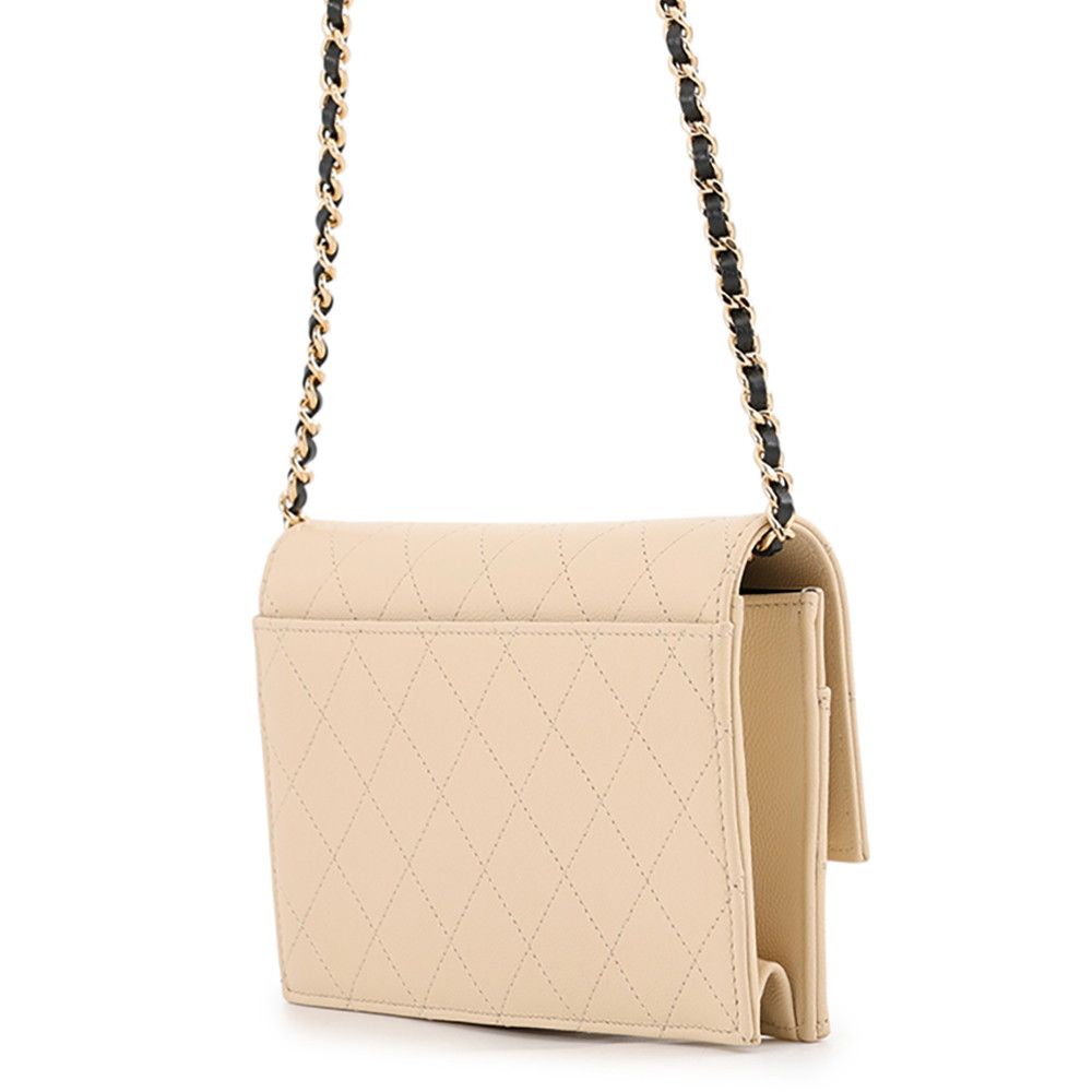 Chanel Chain Wallet CC Logo Caviar Leather Shoulder Bag — view 2