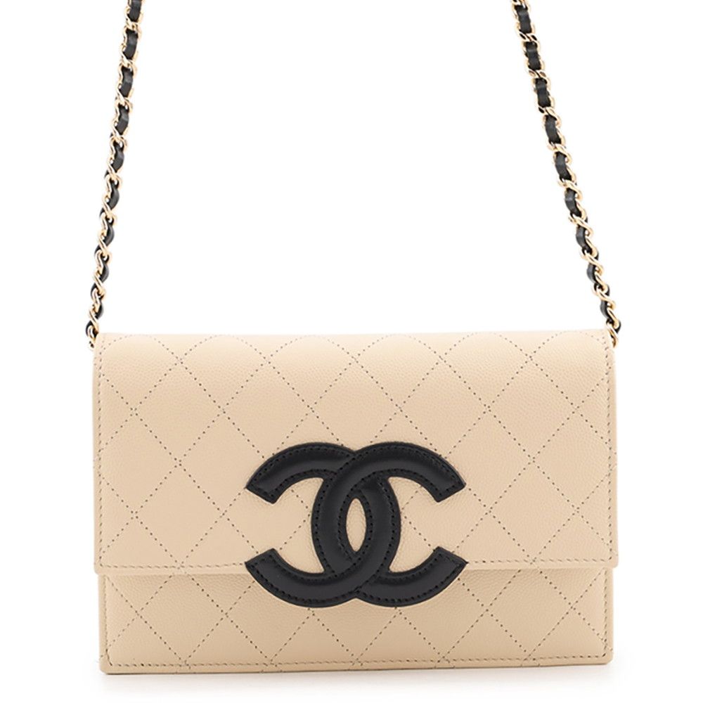 Chanel Chain Wallet CC Logo Caviar Leather Shoulder Bag