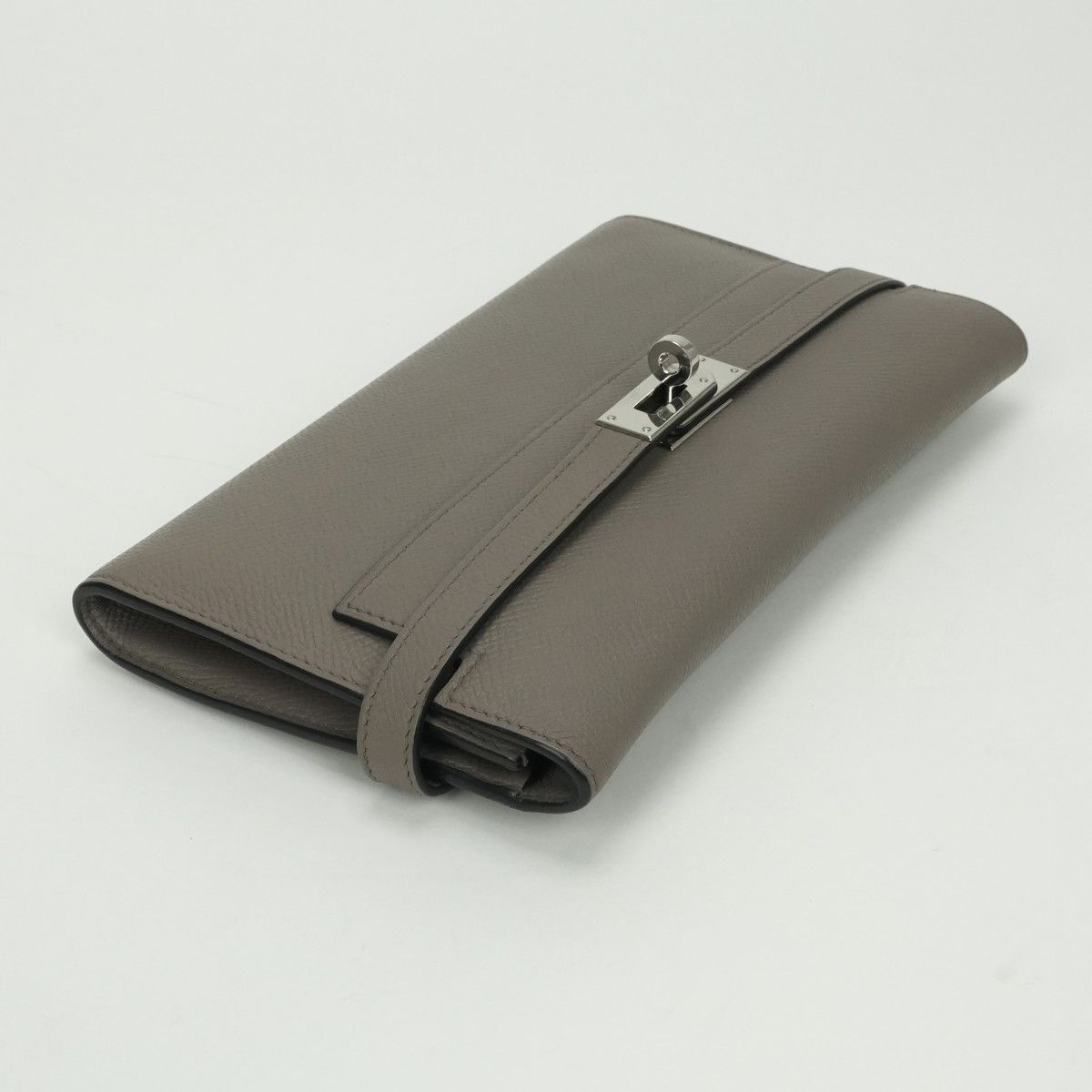 Hermes Kelly Wallet Epsom Etain Gray Silver Veau — view 4