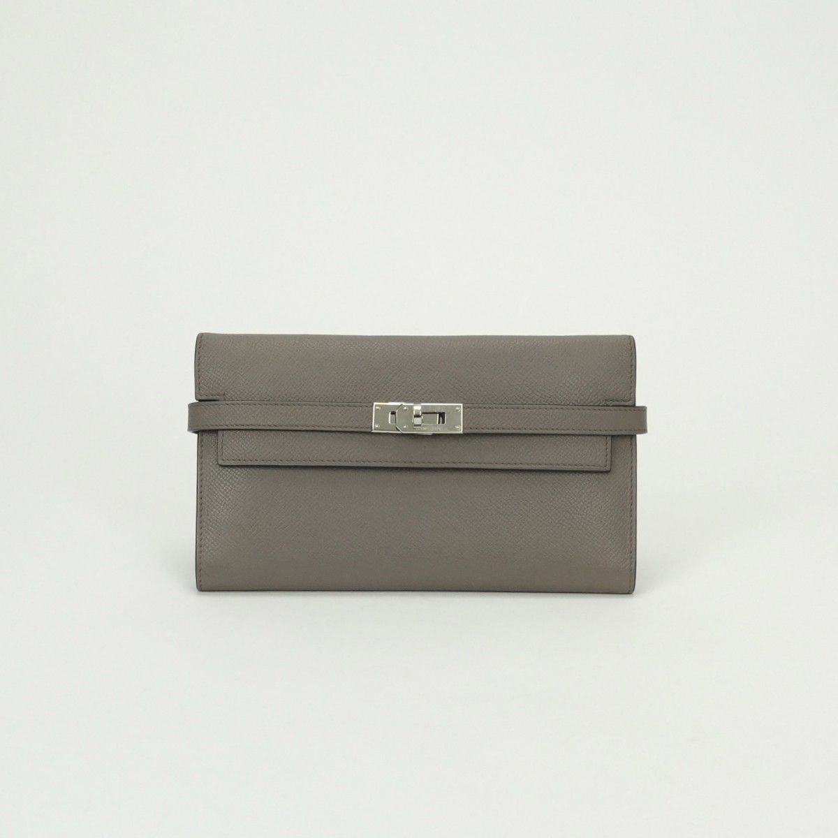 Hermes Kelly Wallet Epsom Etain Gray Silver Veau