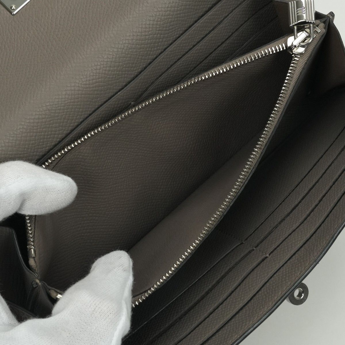 Hermes Kelly Wallet Epsom Etain Gray Silver Veau — view 8