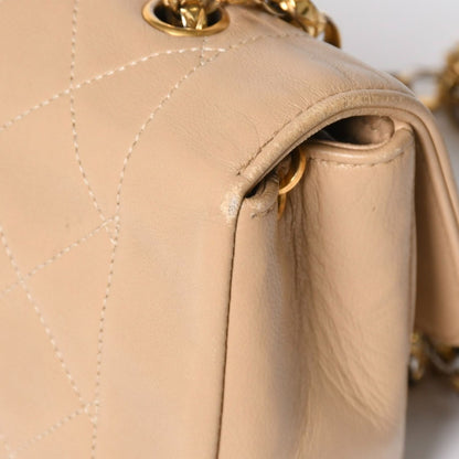 Chanel S Flap S Chain Shoulder Bag CC Logo Lambskin Beige Gold — view 7