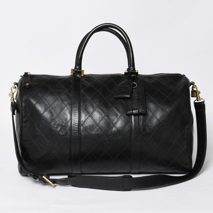 Chanel Bicolor Boston Bag CC Logo 2-Way Quilted Gold