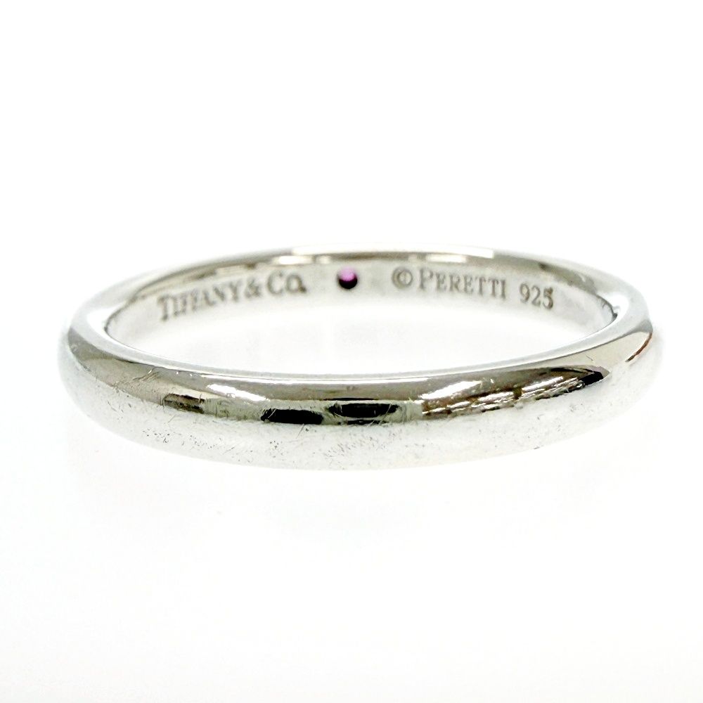 Tiffany & Co Silver Stacking Band Ring Pink — view 3