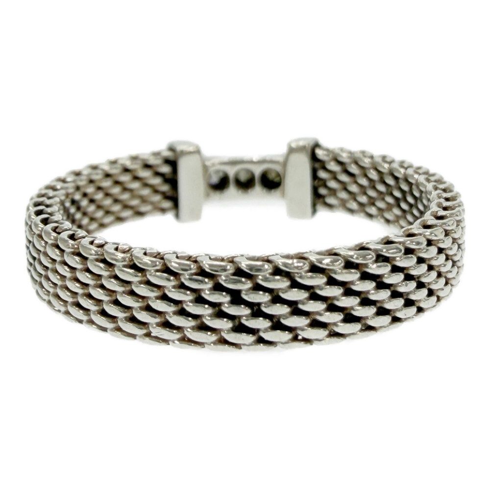 Tiffany & Co Silver Diamond Somerset Mesh Ring — view 3