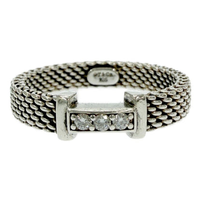 Tiffany & Co Silver Diamond Somerset Mesh Ring