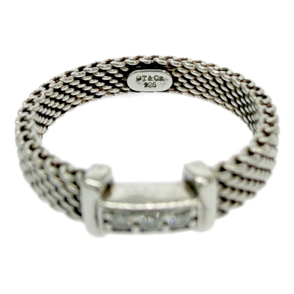 Tiffany & Co Silver Diamond Somerset Mesh Ring — view 6