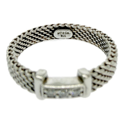 Tiffany & Co Silver Diamond Somerset Mesh Ring — view 6