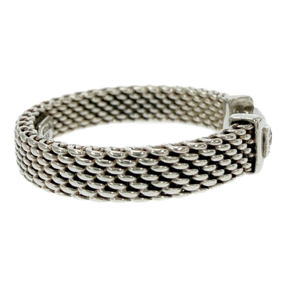 Tiffany & Co Silver Diamond Somerset Mesh Ring — view 4
