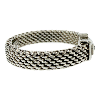 Tiffany & Co Silver Diamond Somerset Mesh Ring — view 4
