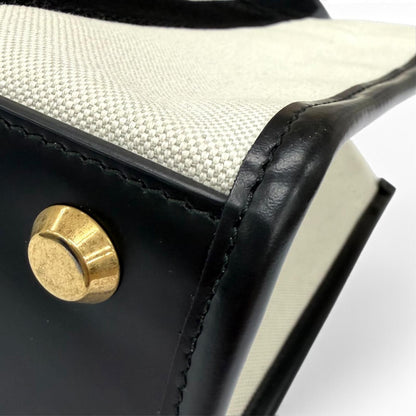 Balenciaga Leather Canvas 2-Way Handbag Ivory Black — view 8