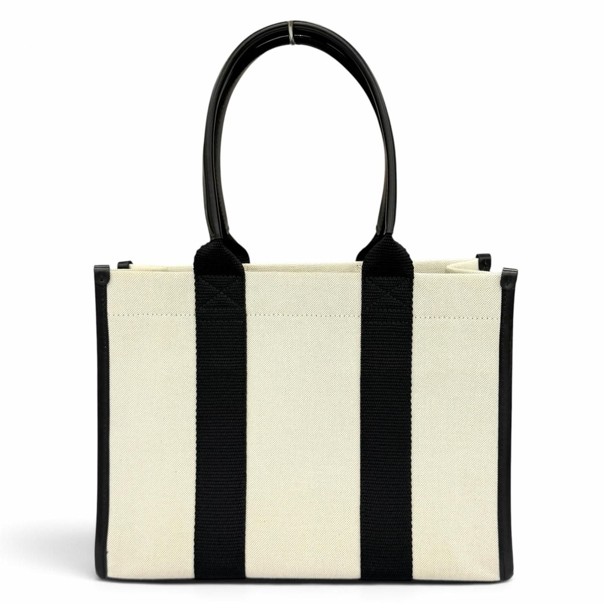Balenciaga Leather Canvas 2-Way Handbag Ivory Black — view 4