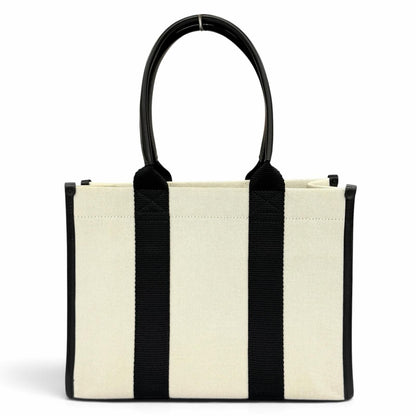Balenciaga Leather Canvas 2-Way Handbag Ivory Black — view 4