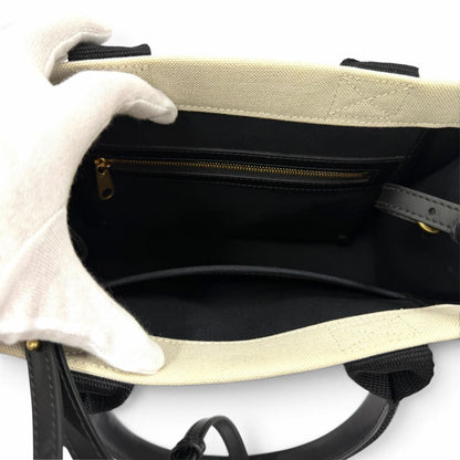 Balenciaga Leather Canvas 2-Way Handbag Ivory Black — view 7