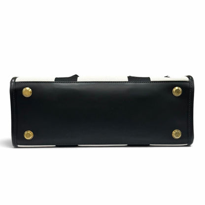 Balenciaga Leather Canvas 2-Way Handbag Ivory Black — view 6