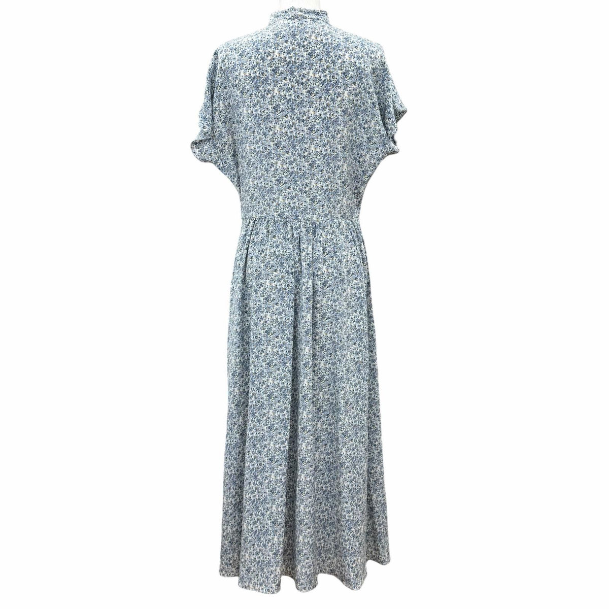 Celine Silk 100% Triomphe Button Bow Tie Floral Dress Light Blue FR 38 — view 4