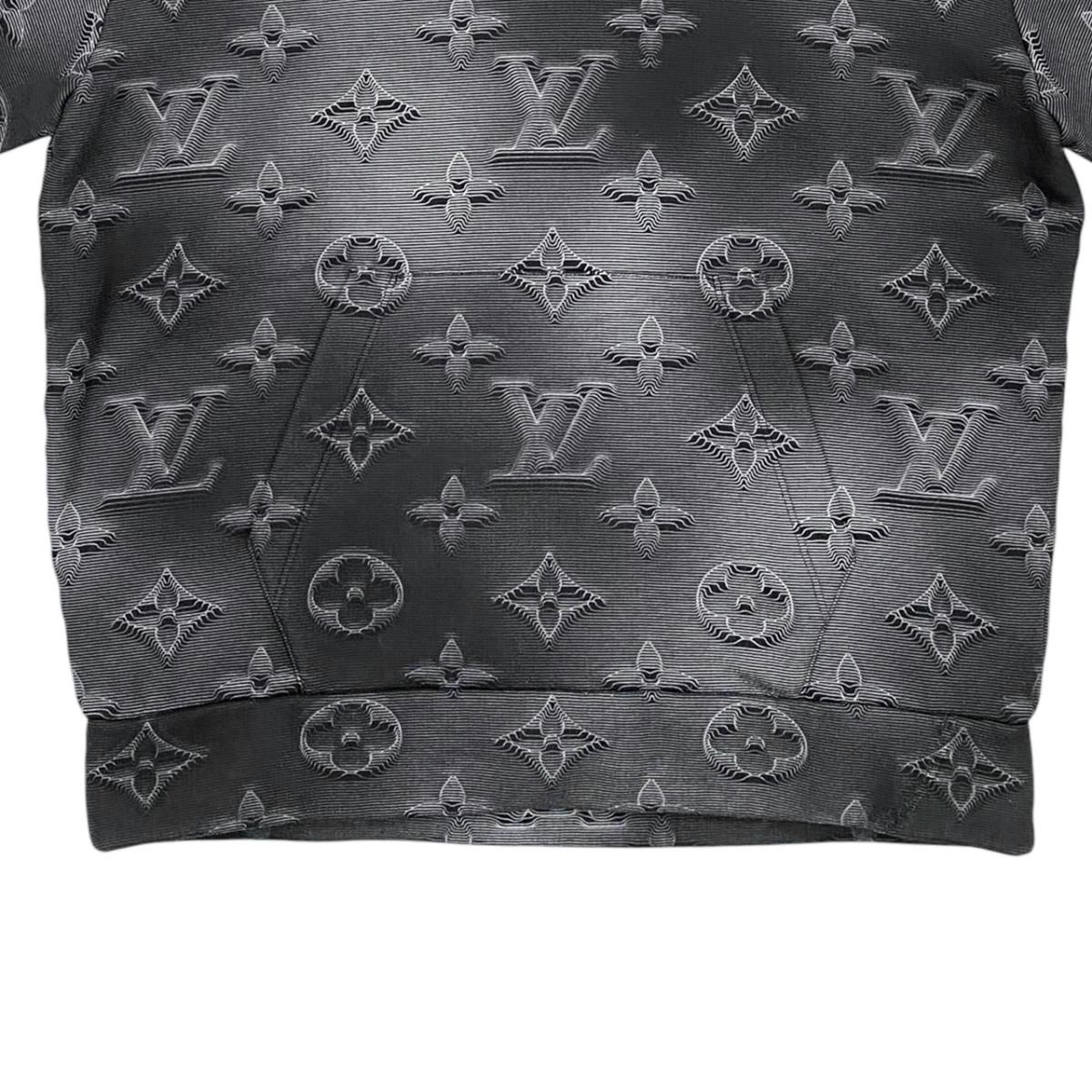 Louis Vuitton Hoodie 3D Monogram Pullover Cotton Logo Gray Black XS — view 4