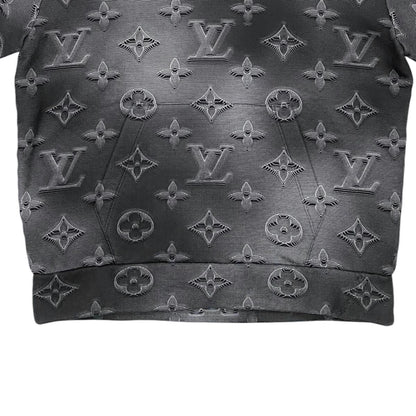 Louis Vuitton Hoodie 3D Monogram Pullover Cotton Logo Gray Black XS — view 4