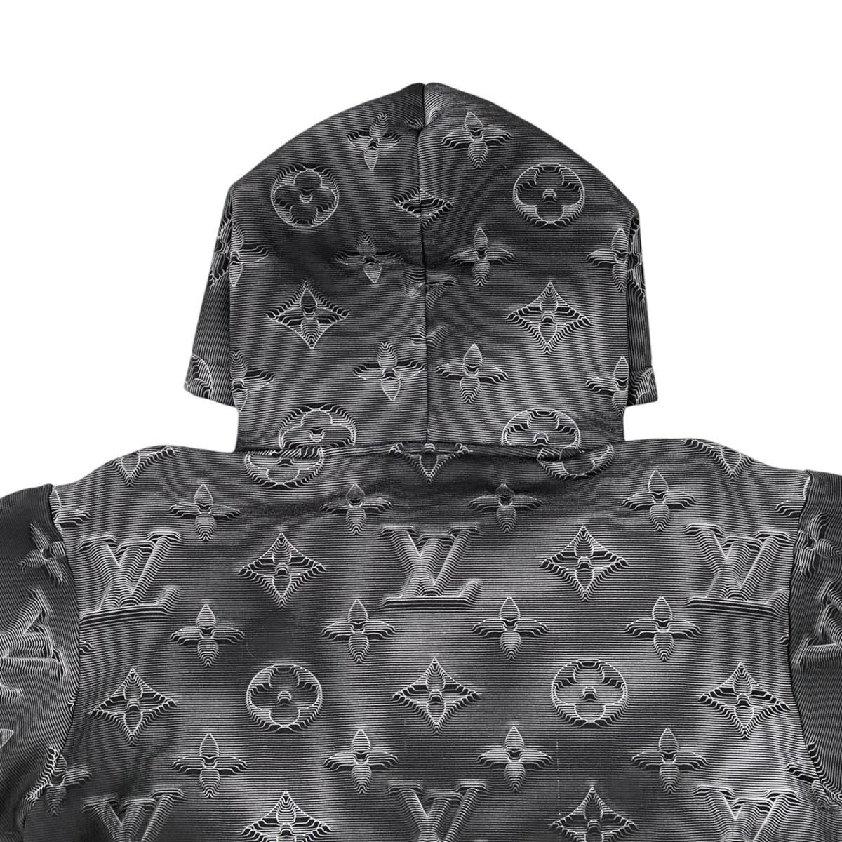 Louis Vuitton Hoodie 3D Monogram Pullover Cotton Logo Gray Black XS — view 5