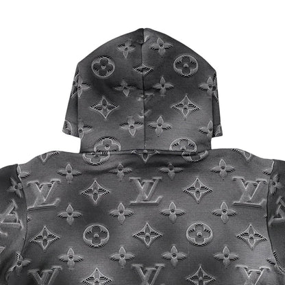 Louis Vuitton Hoodie 3D Monogram Pullover Cotton Logo Gray Black XS — view 5