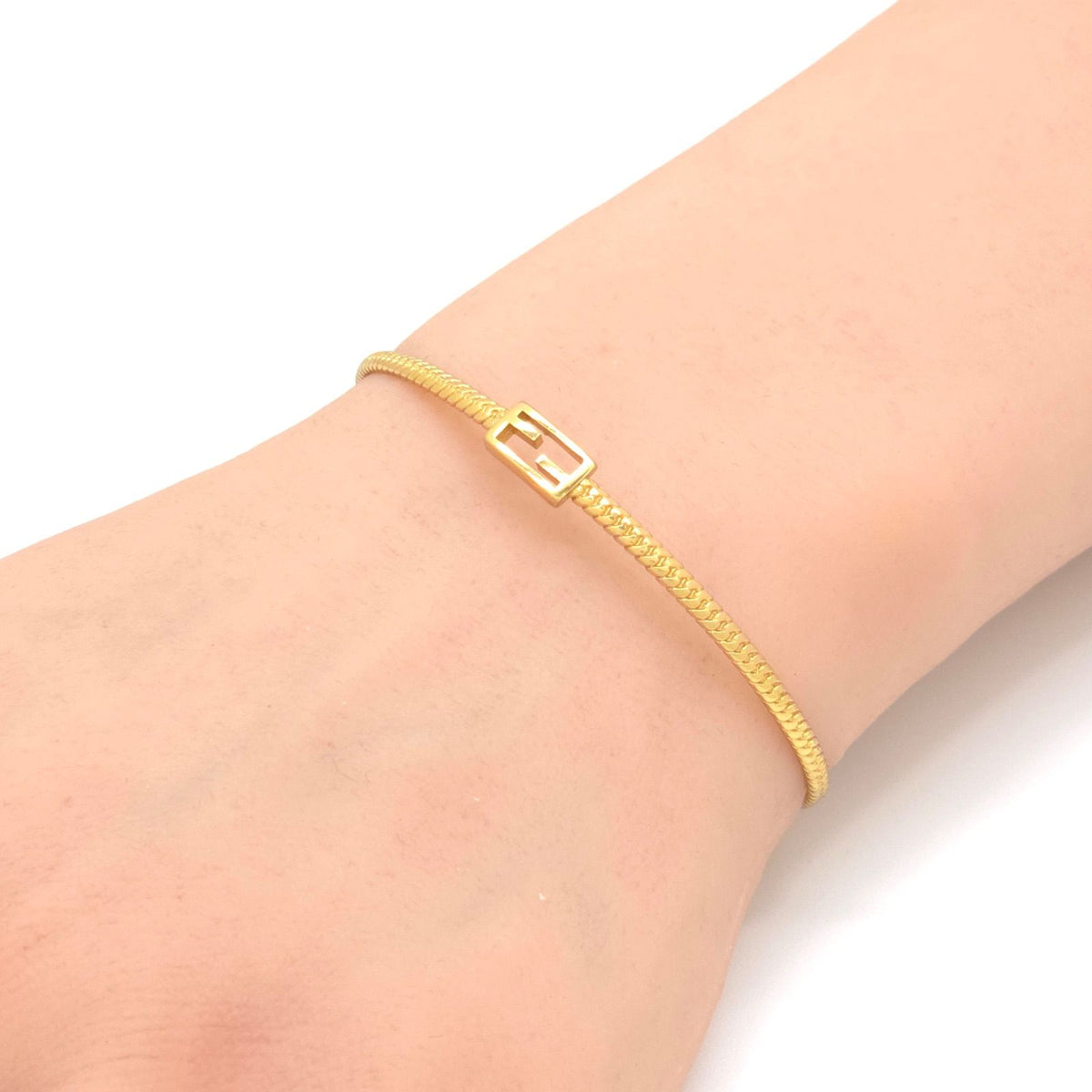 Fendi Baguette Bracelet S Gold Polished Metal