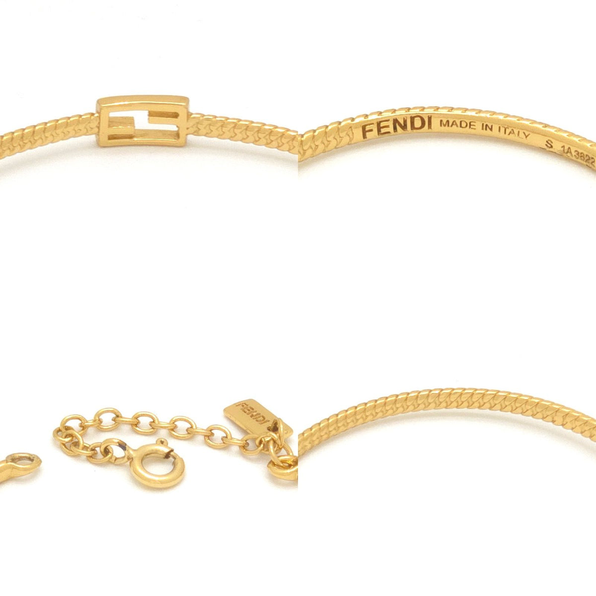 Fendi Baguette Bracelet S Gold Polished Metal — view 4