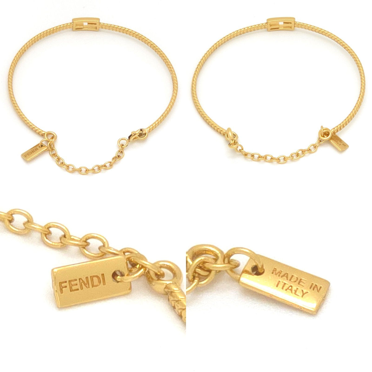 Fendi Baguette Bracelet S Gold Polished Metal — view 3