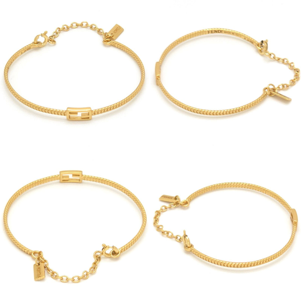 Fendi Baguette Bracelet S Gold Polished Metal — view 2