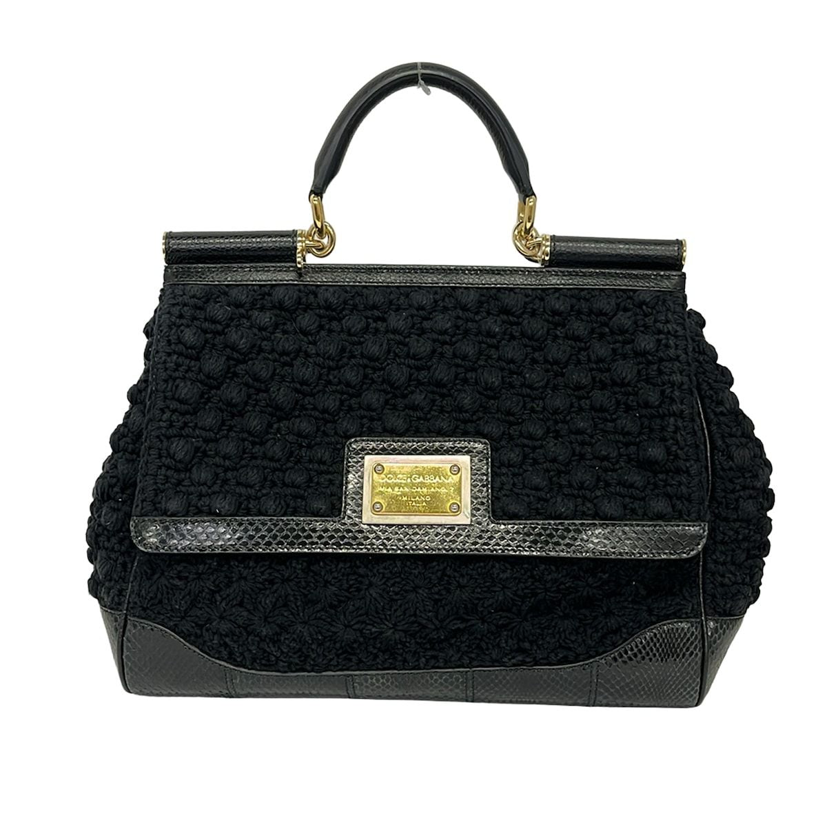 Dolce & Gabbana Handbag Sicily Black Cotton Leather