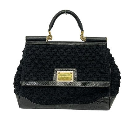 Dolce & Gabbana Handbag Sicily Black Cotton Leather
