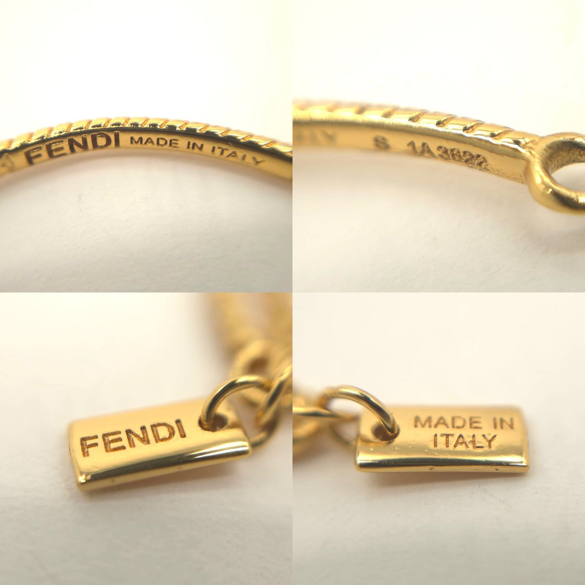 Fendi Baguette Bracelet S Gold Polished Metal — view 5