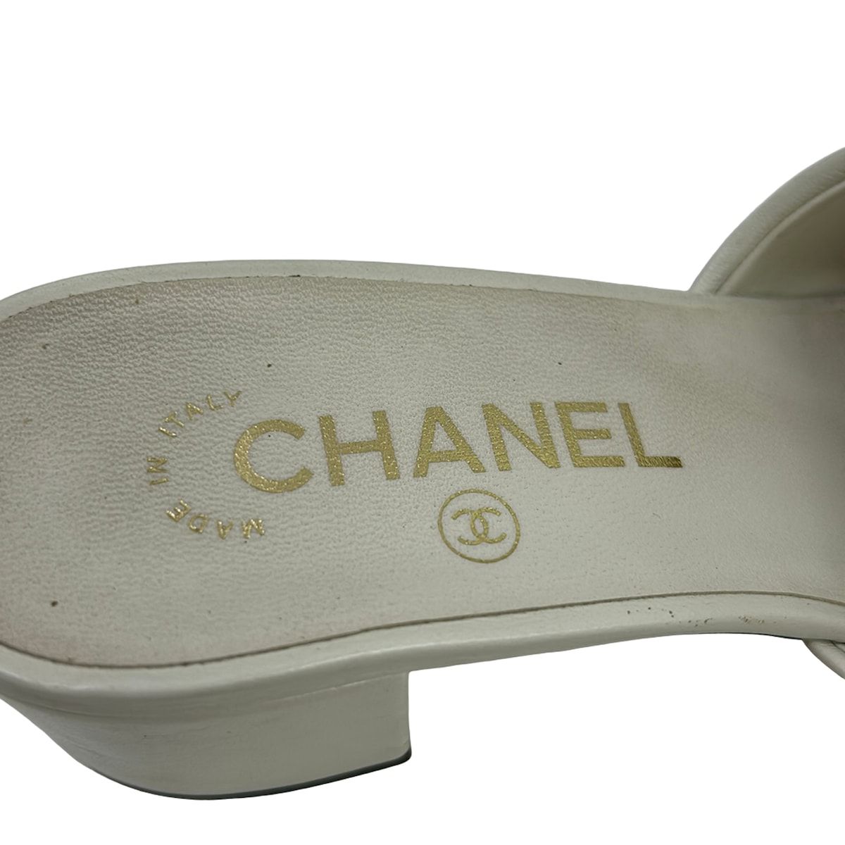 Chanel Mules White Beads CC Logo Leather — view 5