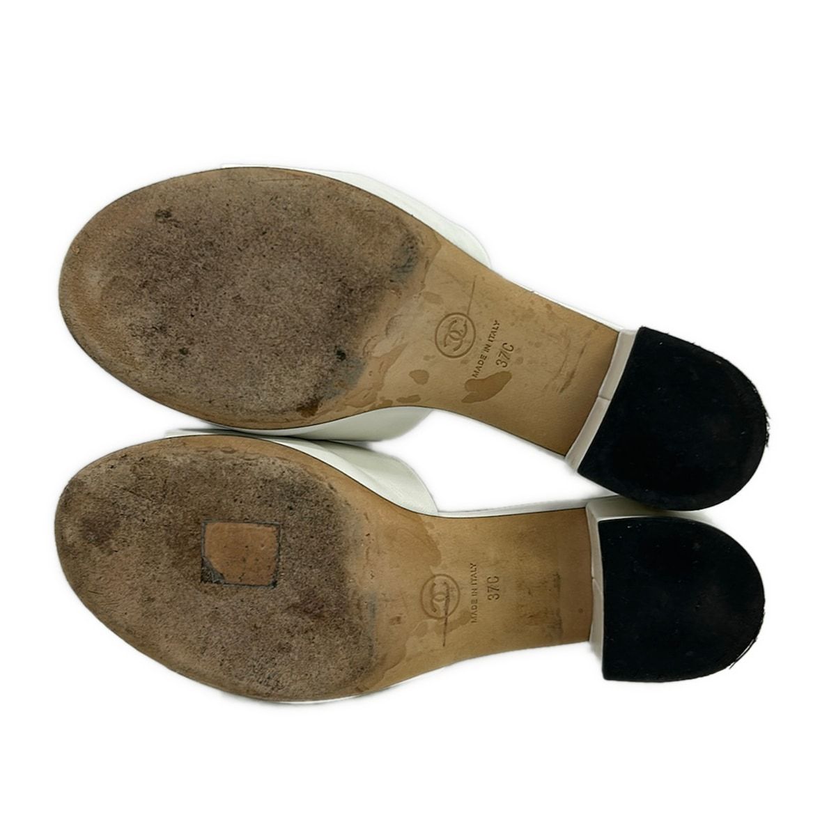 Chanel Mules White Beads CC Logo Leather — view 4