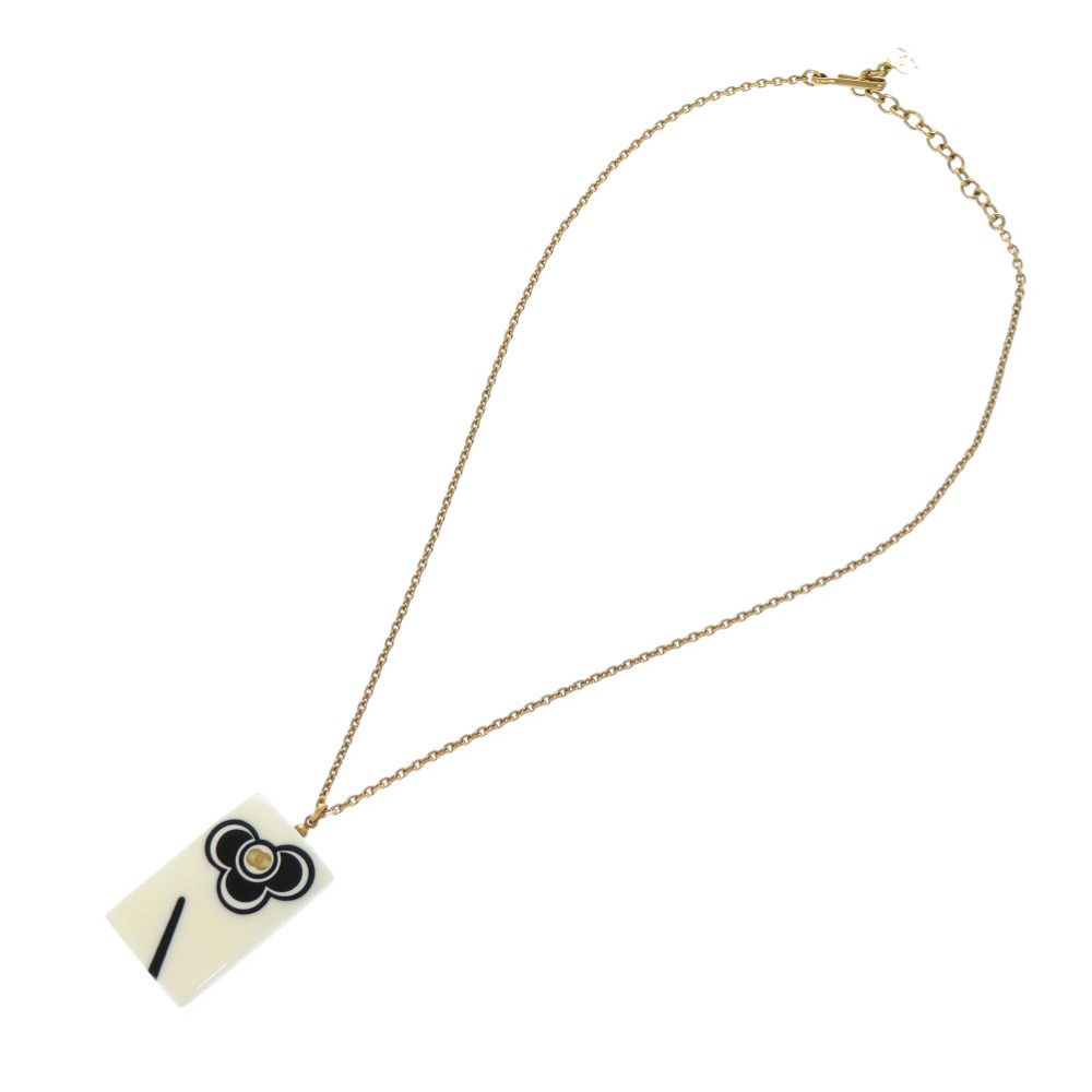 Chanel Flower CC Logo 02P Plastic White Black Necklace — view 3