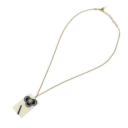 Chanel Flower CC Logo 02P Plastic White Black Necklace — view 3