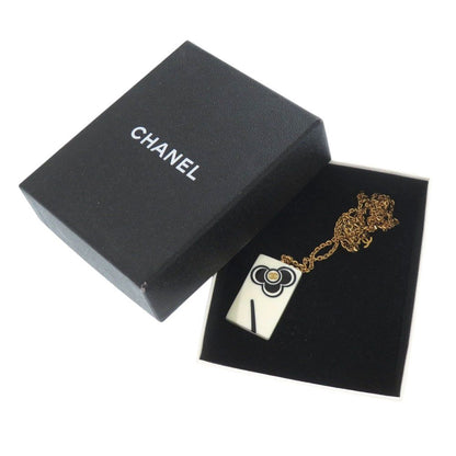 Chanel Flower CC Logo 02P Plastic White Black Necklace — view 2