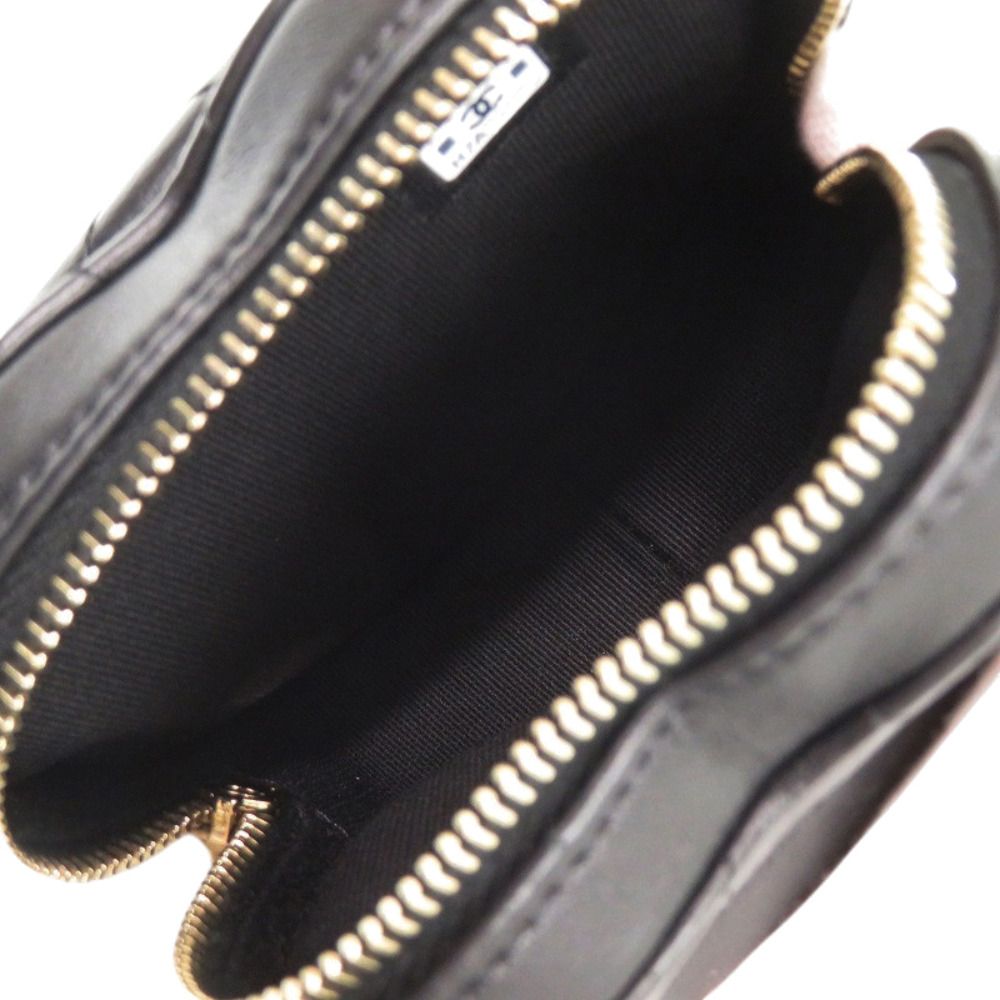Chanel Chain Shoulder CC Logo Quilted Mini Heart Lambskin Black Bag — view 5