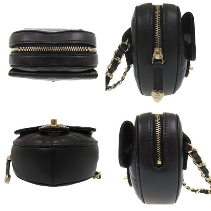 Chanel Chain Shoulder CC Logo Quilted Mini Heart Lambskin Black Bag — view 4