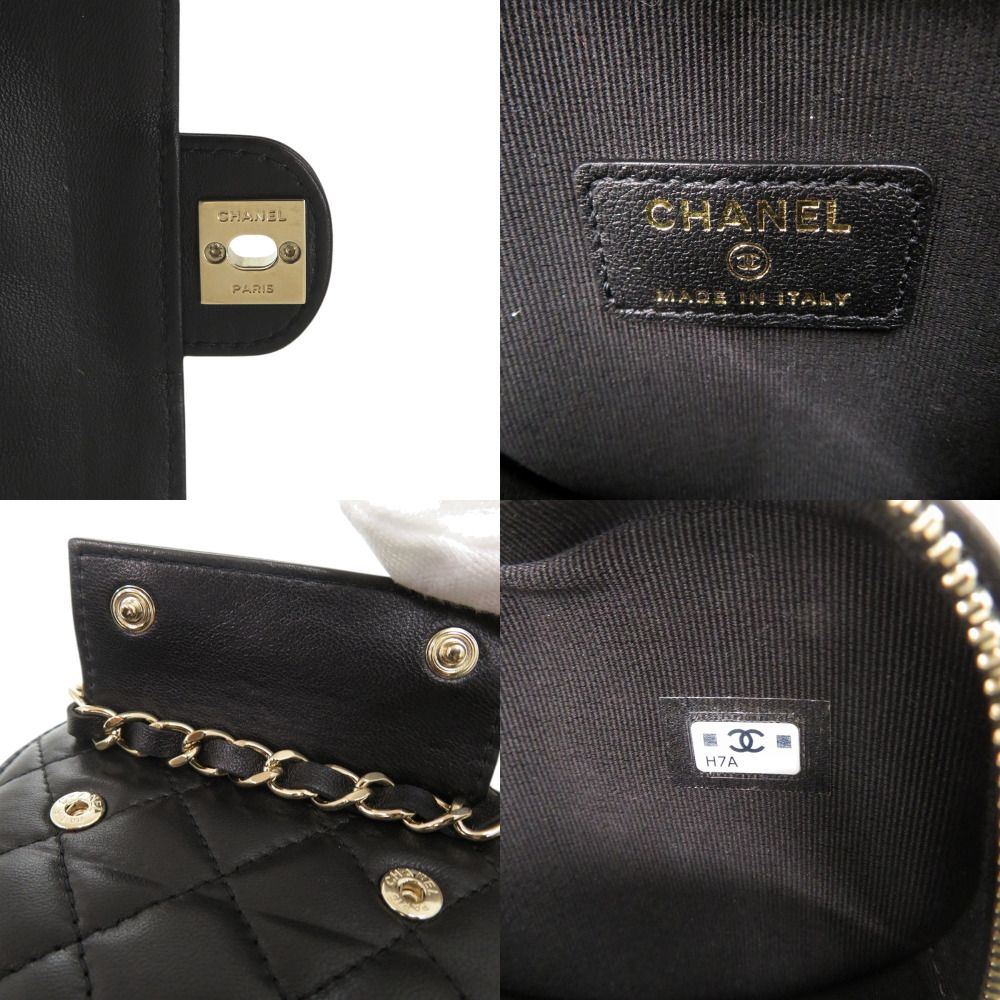 Chanel Chain Shoulder CC Logo Quilted Mini Heart Lambskin Black Bag — view 8