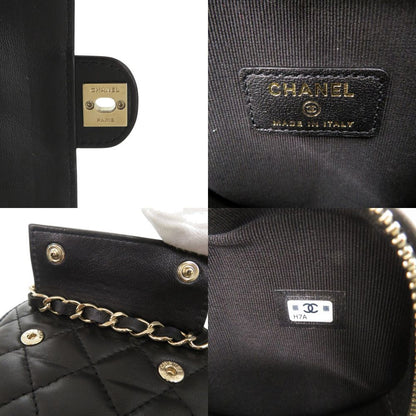 Chanel Chain Shoulder CC Logo Quilted Mini Heart Lambskin Black Bag — view 8
