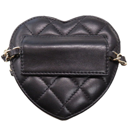 Chanel Chain Shoulder CC Logo Quilted Mini Heart Lambskin Black Bag — view 3