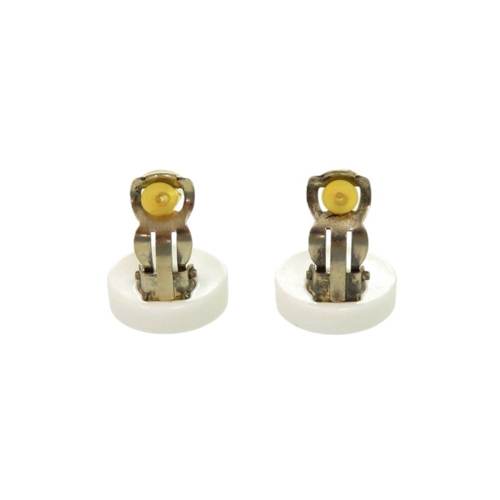 Chanel Coco Logo Plastic Metal White Earrings 07P Stamp — view 2