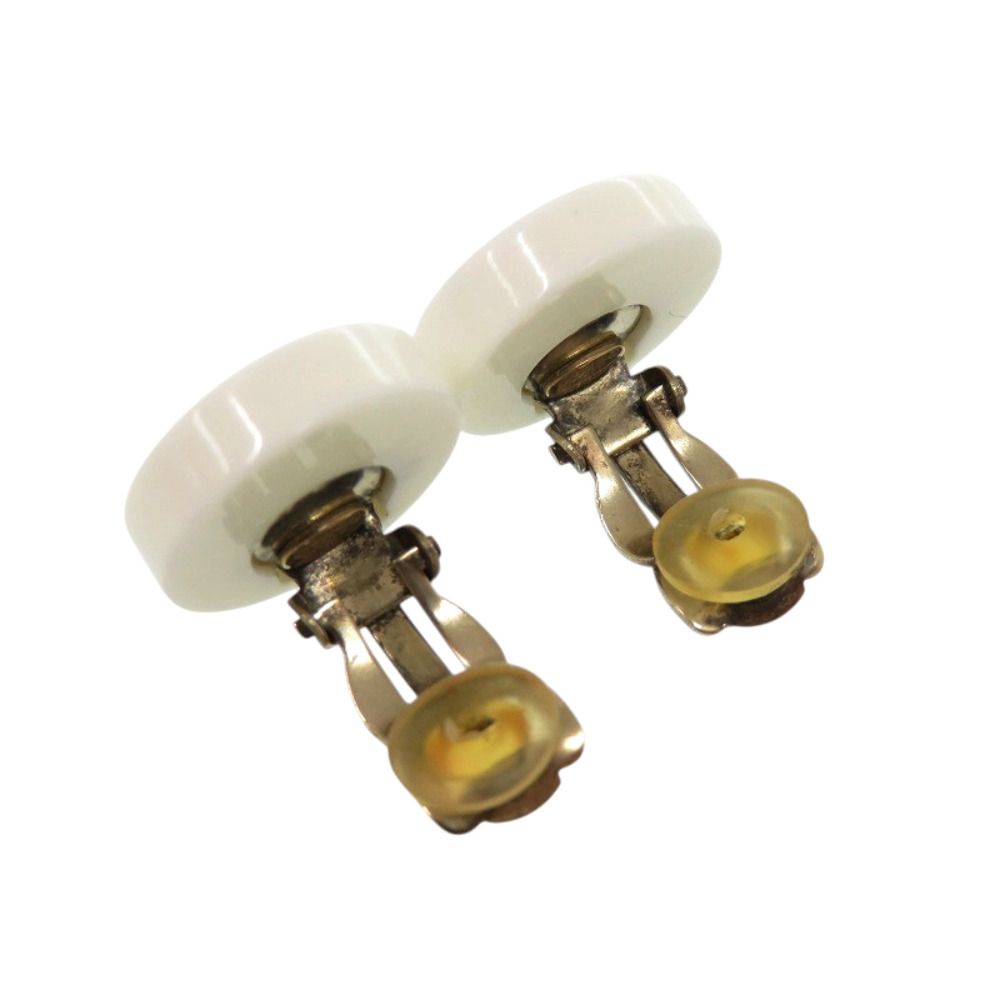 Chanel Coco Logo Plastic Metal White Earrings 07P Stamp — view 3
