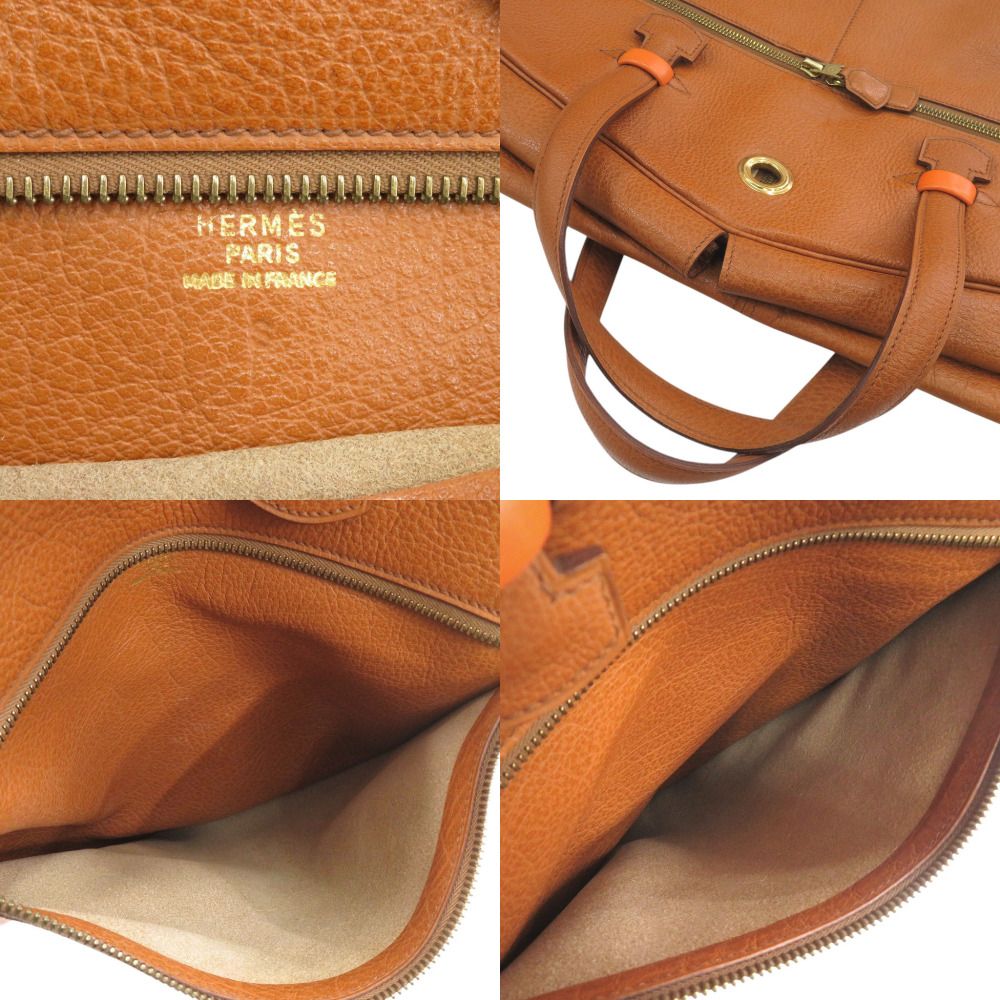 Hermes Gallop Buffalo Brown Gold Garment Bag Case — view 7