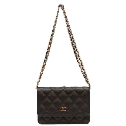 Chanel Black Caviar Mini Chain Wallet Shoulder Bag