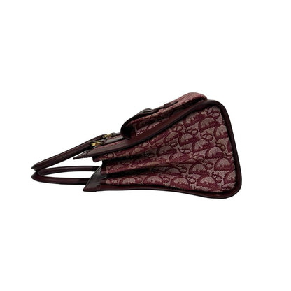 Dior Vintage Trotter Pattern Canvas Leather Handbag Red — view 5