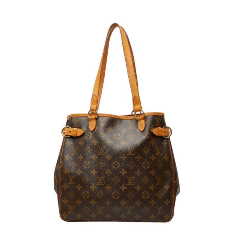 Louis Vuitton Monogram Batignolles Vertical Tote Shoulder Bag Brown Leather
